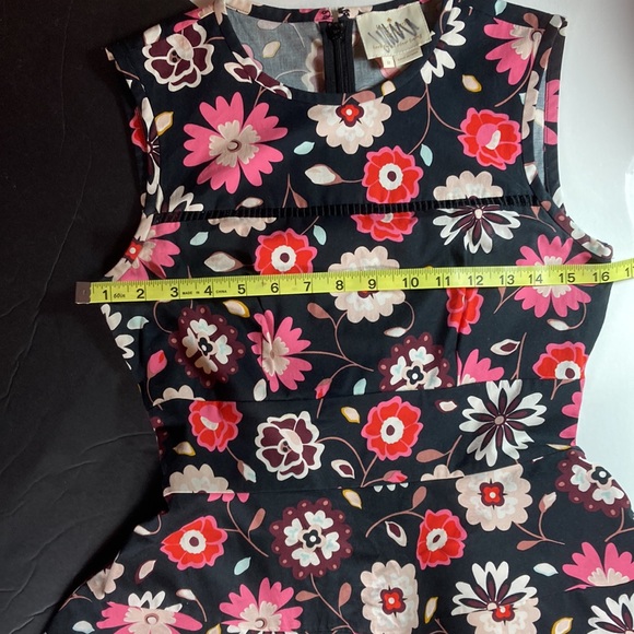 Kate Spade Floral on Black Classic Swing Dress with Eyelet Detail - Picture 3 of 7